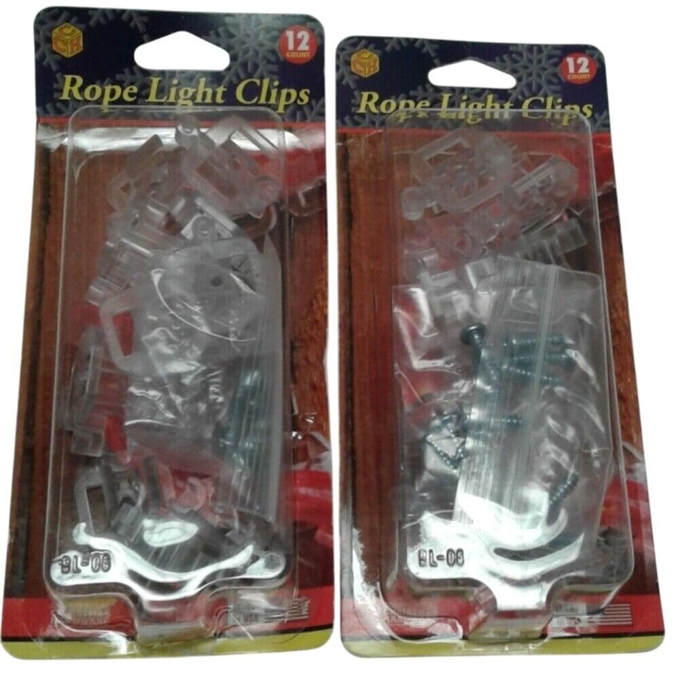 Commercial Christmas Hardware Rope Light Clips 12 Count Screws 2 packs NEW